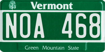 VT license plate NOA468