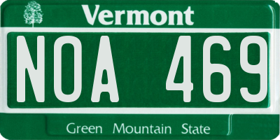 VT license plate NOA469