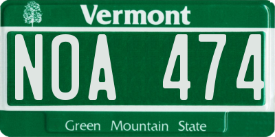 VT license plate NOA474