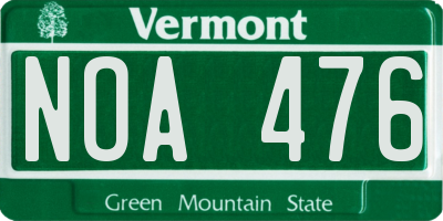 VT license plate NOA476