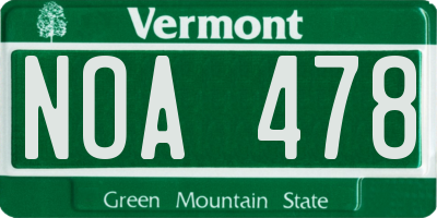 VT license plate NOA478