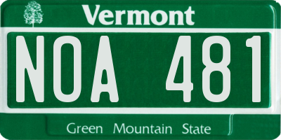 VT license plate NOA481