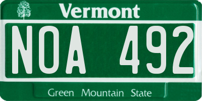 VT license plate NOA492