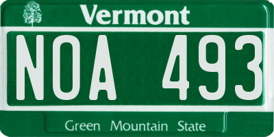 VT license plate NOA493