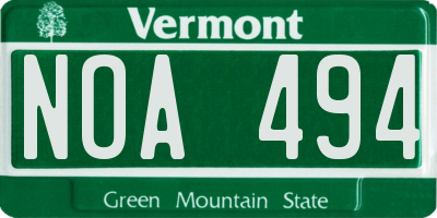 VT license plate NOA494