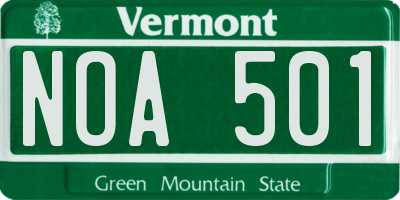 VT license plate NOA501