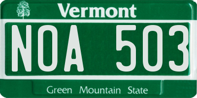 VT license plate NOA503