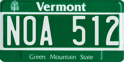 VT license plate NOA512
