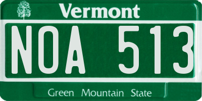 VT license plate NOA513