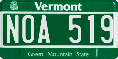 VT license plate NOA519
