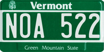 VT license plate NOA522
