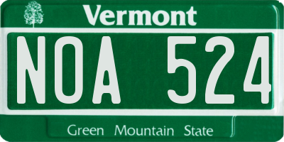 VT license plate NOA524