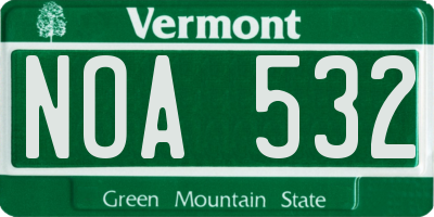 VT license plate NOA532