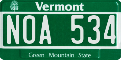 VT license plate NOA534