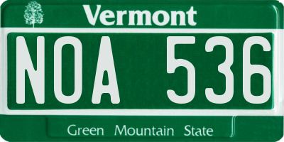 VT license plate NOA536