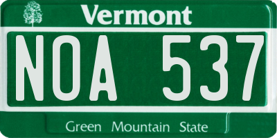 VT license plate NOA537