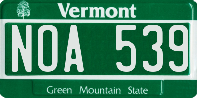 VT license plate NOA539