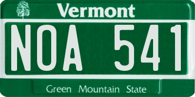 VT license plate NOA541