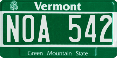 VT license plate NOA542