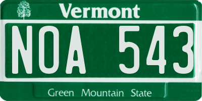 VT license plate NOA543