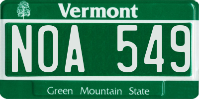 VT license plate NOA549