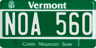 VT license plate NOA560
