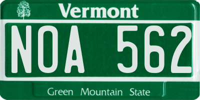 VT license plate NOA562