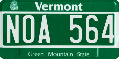 VT license plate NOA564