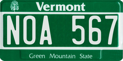 VT license plate NOA567