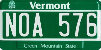 VT license plate NOA576
