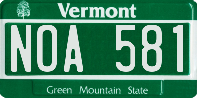 VT license plate NOA581