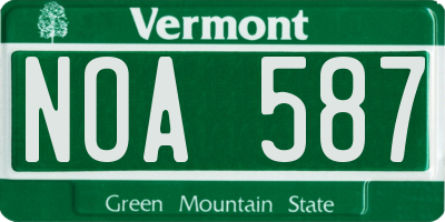VT license plate NOA587