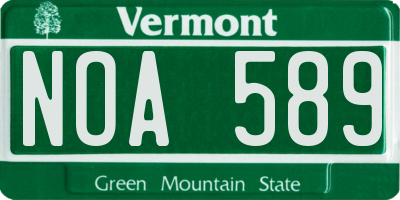 VT license plate NOA589