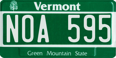 VT license plate NOA595