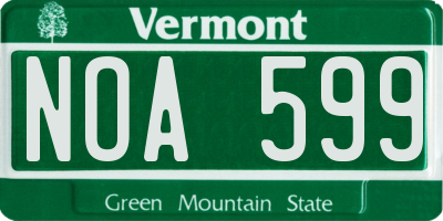 VT license plate NOA599