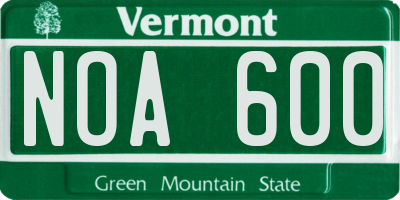 VT license plate NOA600