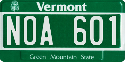 VT license plate NOA601