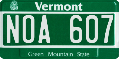 VT license plate NOA607