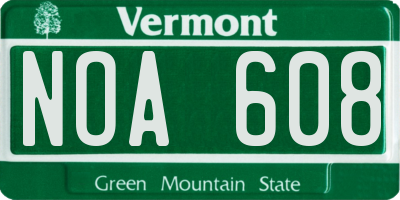 VT license plate NOA608