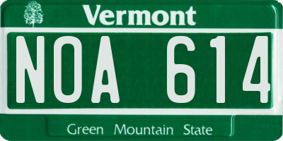 VT license plate NOA614