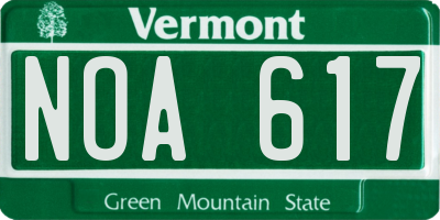 VT license plate NOA617