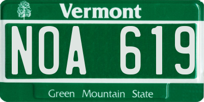 VT license plate NOA619