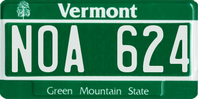 VT license plate NOA624