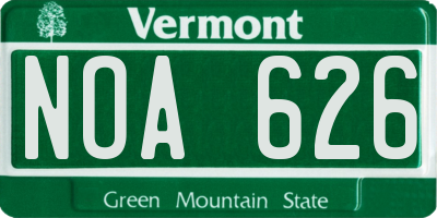 VT license plate NOA626