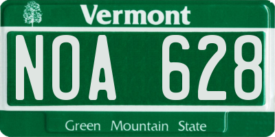 VT license plate NOA628