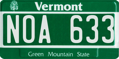 VT license plate NOA633