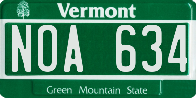 VT license plate NOA634