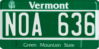 VT license plate NOA636