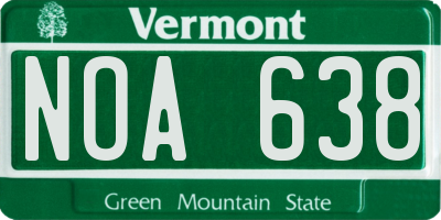 VT license plate NOA638