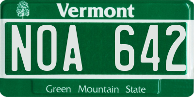 VT license plate NOA642